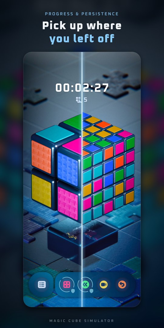 Two saved cubes side by side, a 3×3 and a 5×5